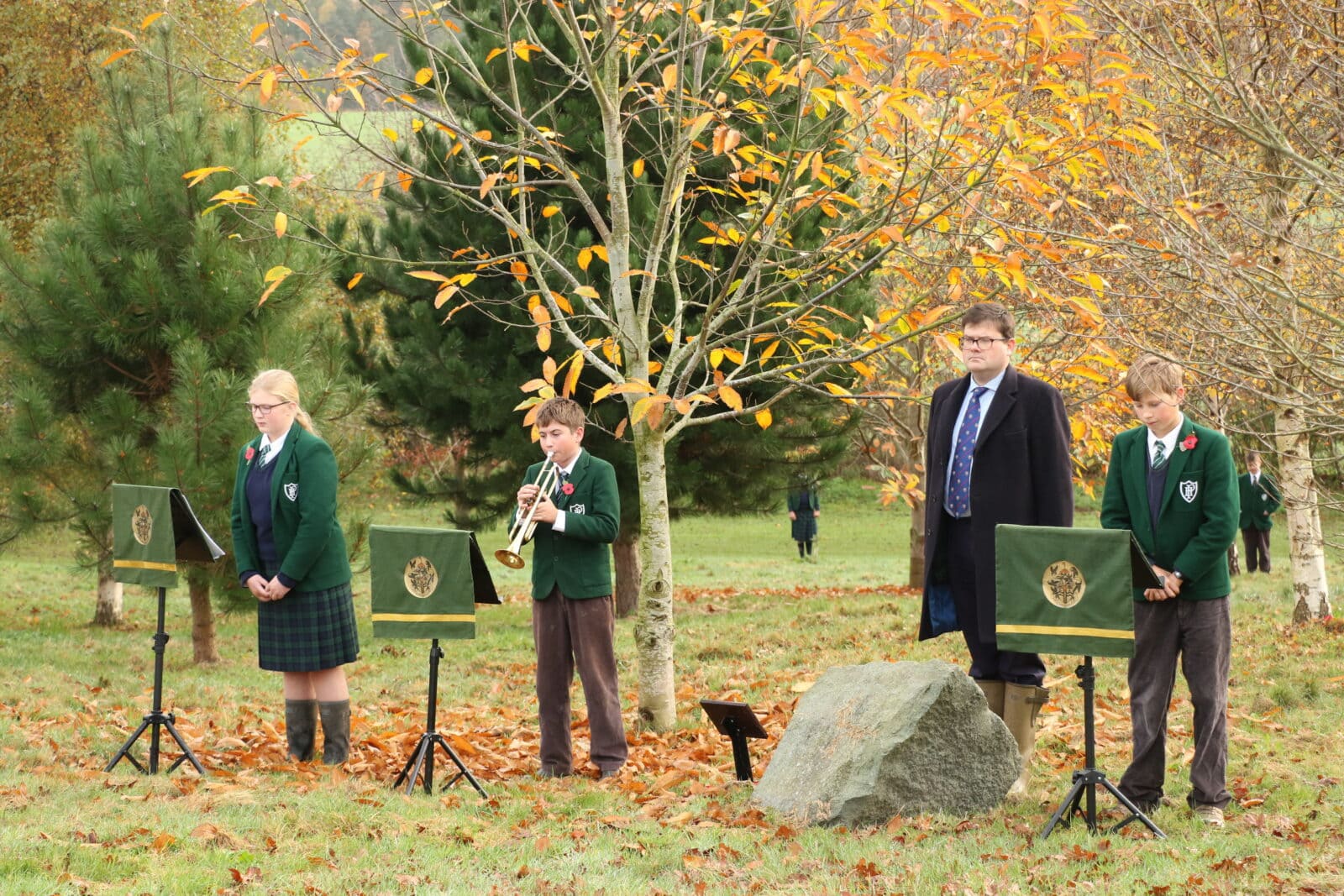 Children and teachers at a Remembrance Service