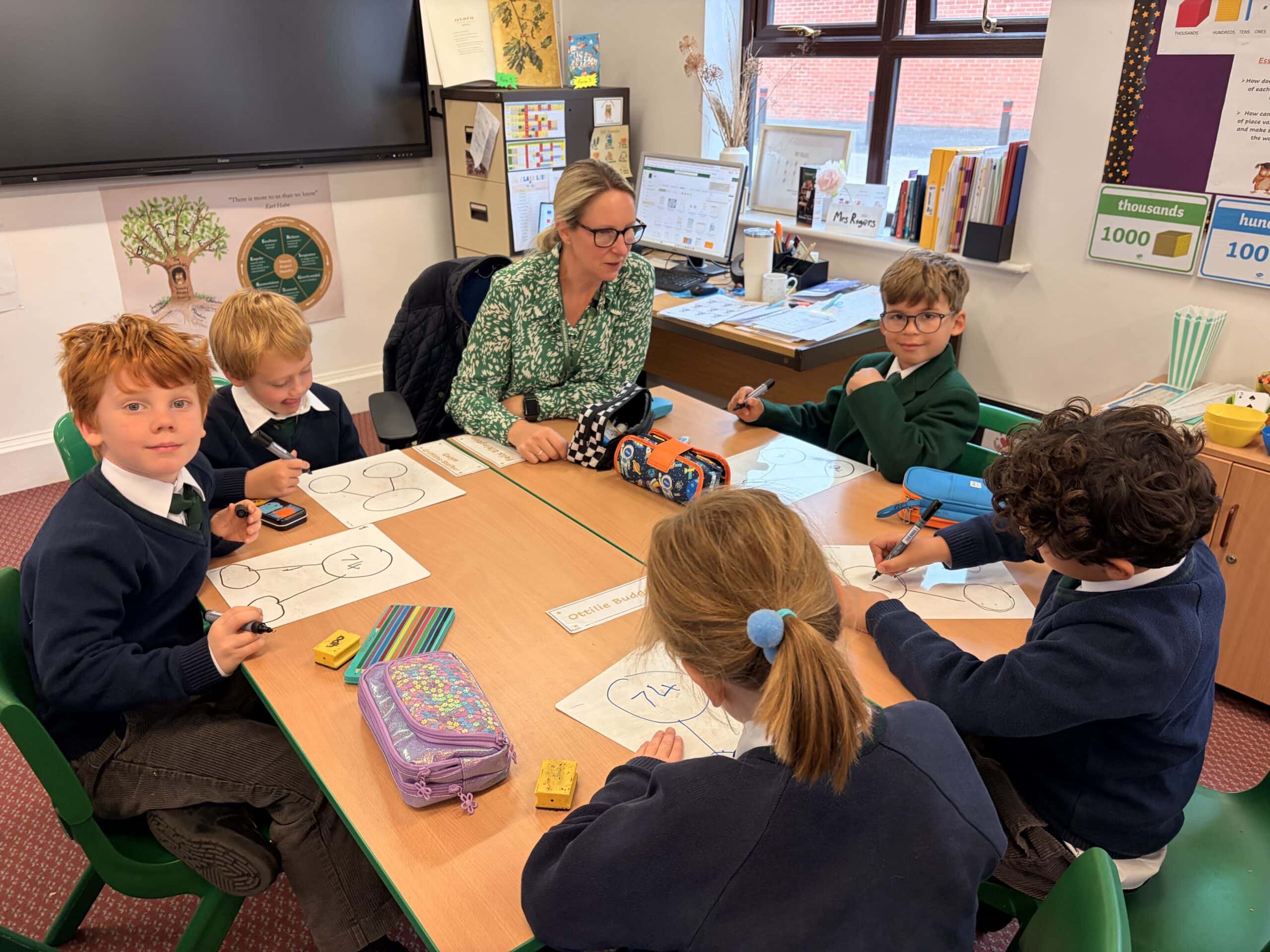 Pupils studying in classroom