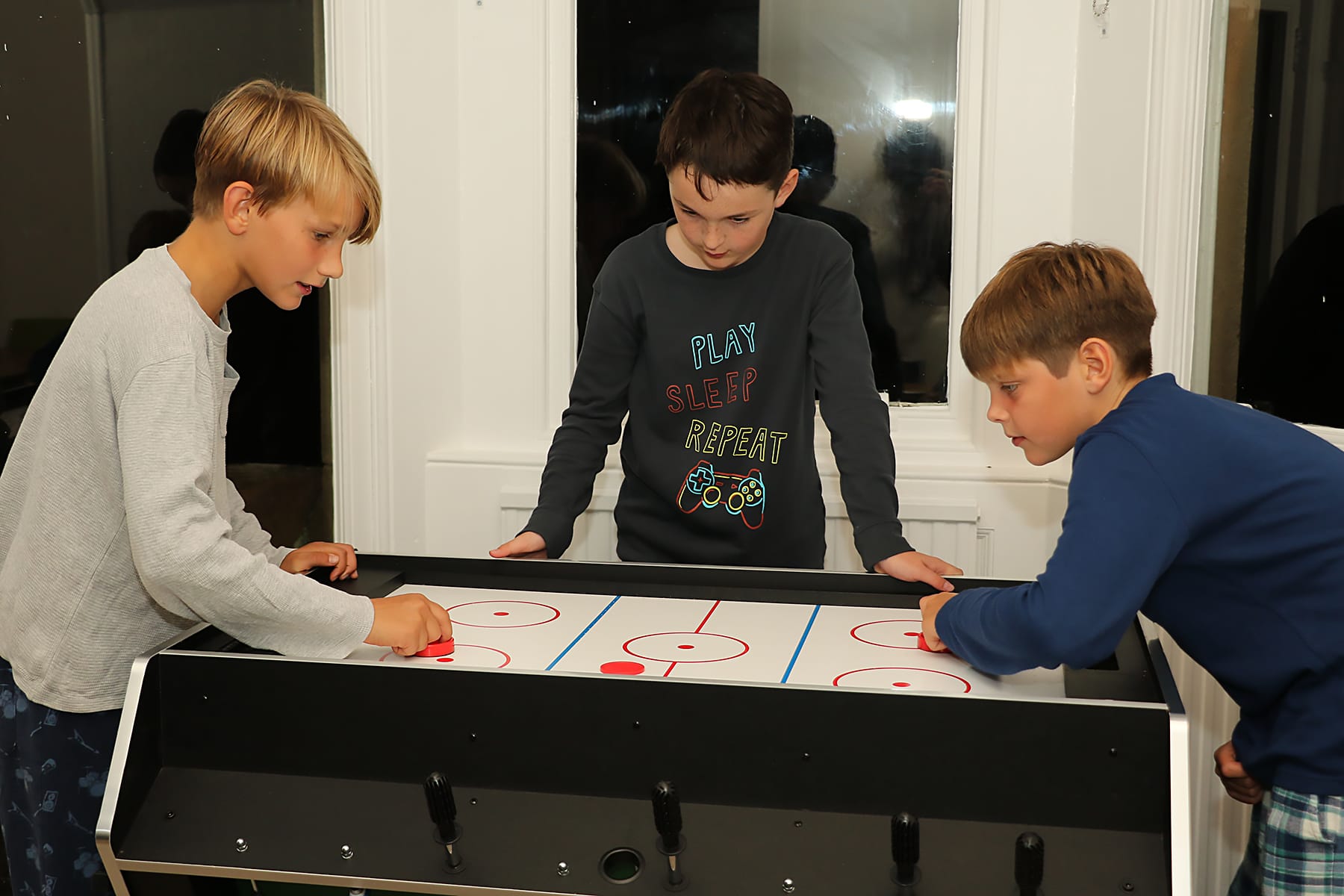 Boarding boys playing games