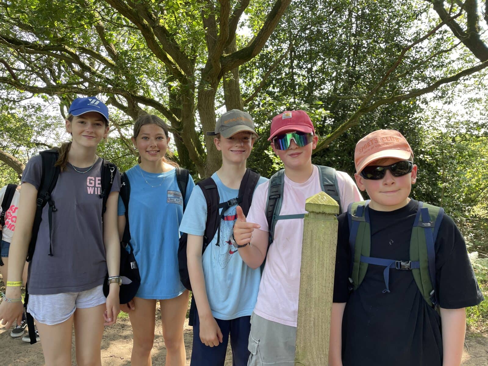School children on hiking trip