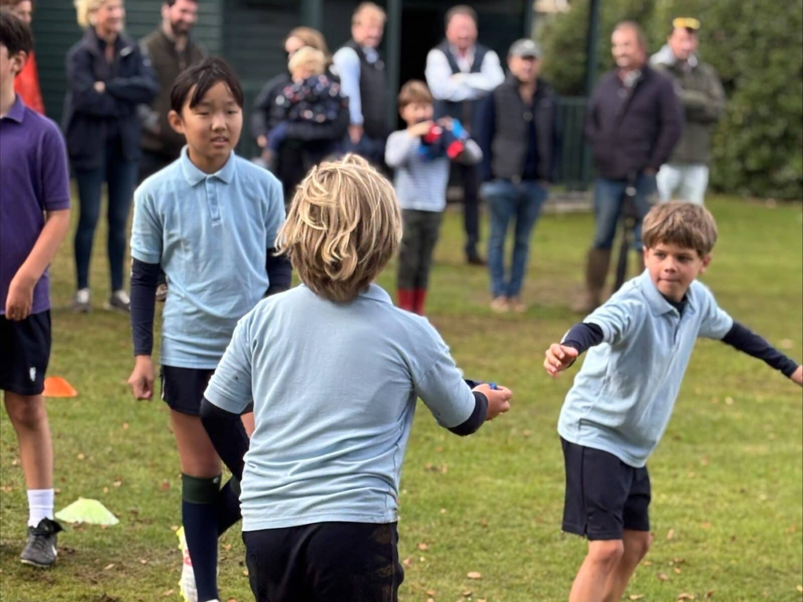 Boys taking part in a relay race