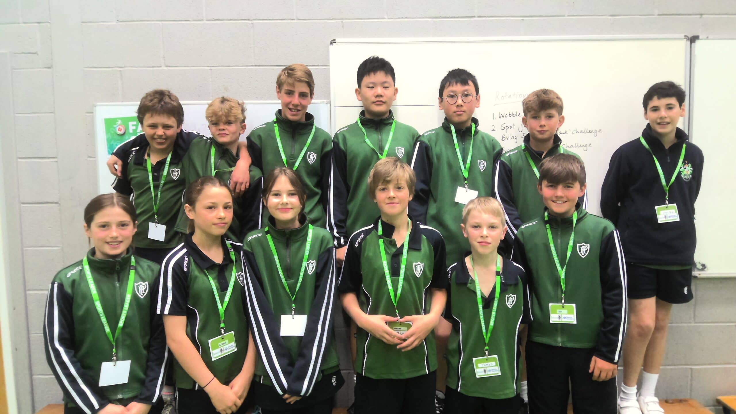 Group of junior sports leaders at Packwood School