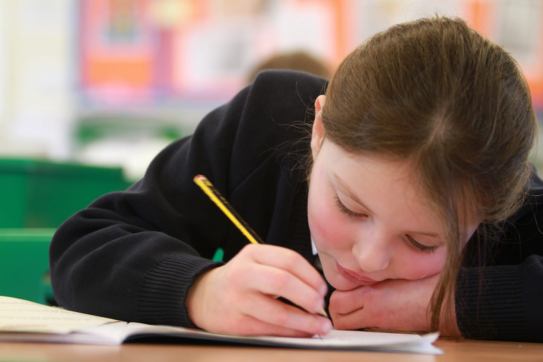 Prep school pupil in English lesson