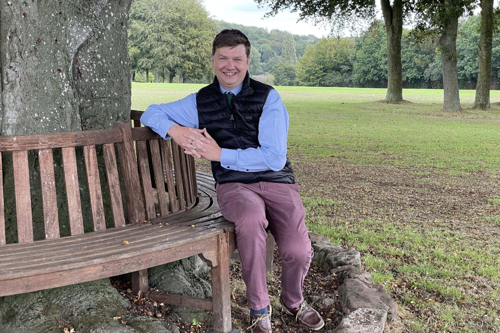 Packwood Deputy Head sat beneath a tree