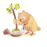 owl planting a tree