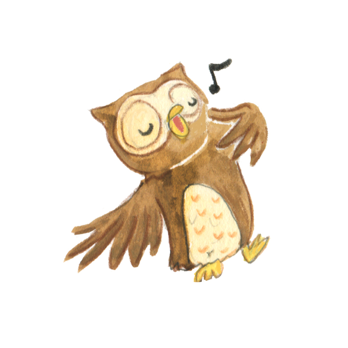 Illustration of an owl singing