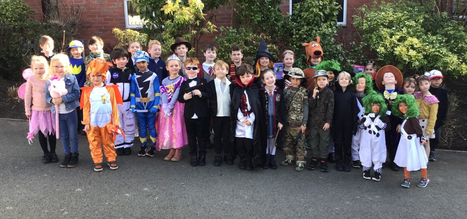 Group of children dressed as characters for World Book Day